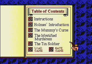 Sherlock Holmes Consulting Detective Vol I MCD, Table of Contents.png