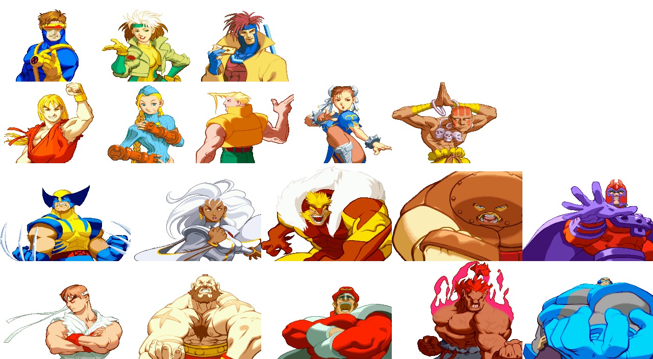 X-Men vs Street Fighter, Characters.png