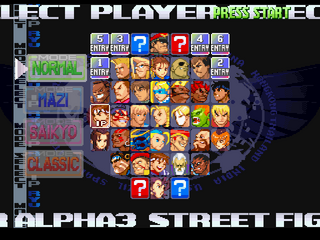 Street Fighter Alpha 3 DC, Mode Select.png